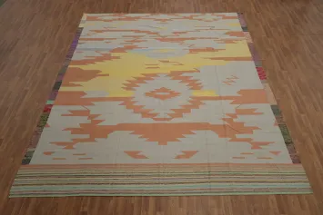 Handwoven Wool Kilim Turkish Large Rug 11x14