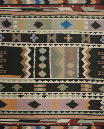 Eclectic Tribal Delight: Bold Kilim Square Area Rug 11x11