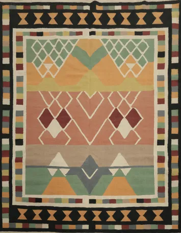 Handwoven Geometric Kilim Area Rug 8x9