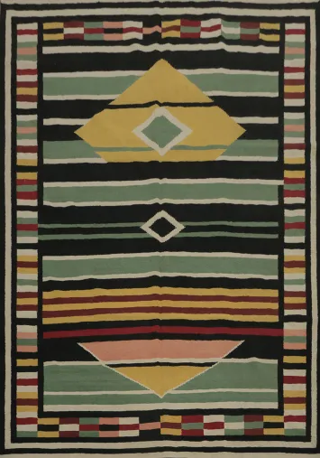 Modern Kilim Area Rug 8x10 Featuring Bold Geometric Patterns
