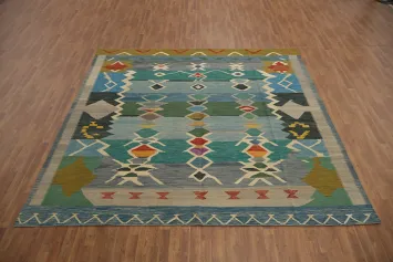 Tribal Kilim Square Wool Area Rug 10x10