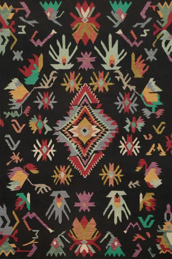 Ethnic Inspired Modern Kilim Large Area Rug 9x12 with Rich Colors