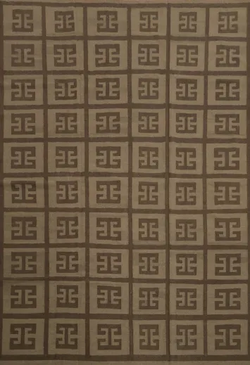 Geometric Brown Large Kilim Modern Area Rug 10x13