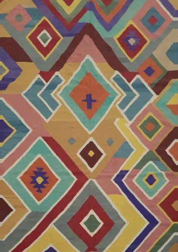 Bright and Dynamic Kilim Area Rug 8x10 Enhances Any Room Style