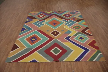 Bright and Dynamic Kilim Area Rug 8x10 Enhances Any Room Style
