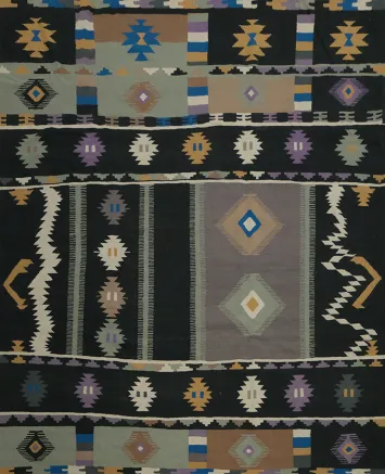 Bohemian Kilim Area Rug 10x10 with Ethnic Pattern Charm