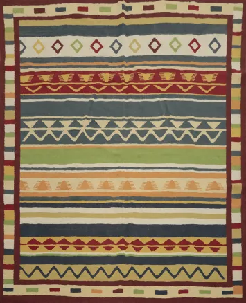 Handcrafted Wool Square Kilim Area Rug 8x8