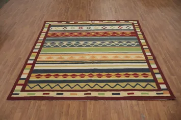 Handcrafted Wool Square Kilim Area Rug 8x8