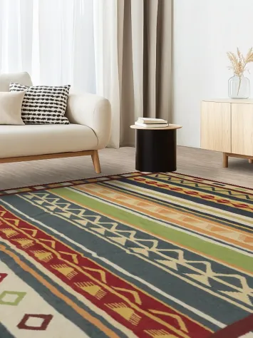 Handcrafted Wool Square Kilim Area Rug 8x8