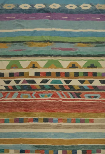 Artful Striped Kilim Area Rug 8x10 for Modern Homes