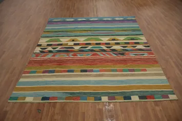 Artful Striped Kilim Area Rug 8x10 for Modern Homes