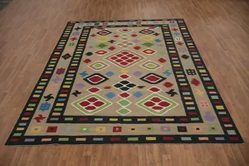 Brighten Your Space with Geometric Kilim Area Rug 9x11