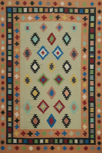 Handcrafted Geometric Kilim Area Rug 9x11 for Home Decor