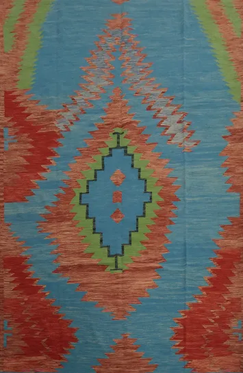 Vibrant Wool Tribal Kilim Area Rug 8x10