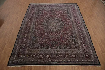 Pre-1900 Antique Mashad Persian Vegetable Dye Large Rug 12x16