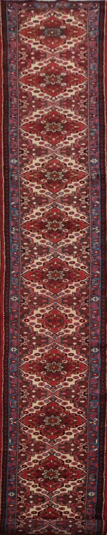 Vegetable Dye Hamedan Persian Runner Rug 3x23
