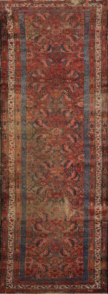 Pre-1900 Antique Vegetable Dye Bakhtiari Persian Runner Rug 3x11