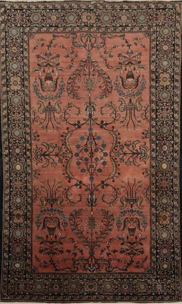 Pre-1900 Antique Sarouk Farahan Vegetable Dye Persian Rug 4x6
