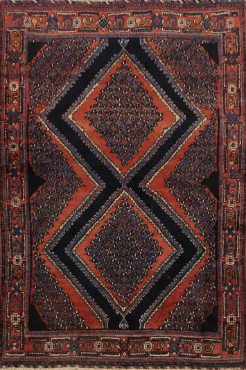 Vegetable Dye Afshar Persian Rug 4x5 with Geometric Diamond Patterns