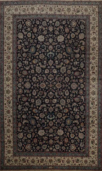 Classic Mashad Persian Large Rug 14x20 with a Sophisticated Floral Design