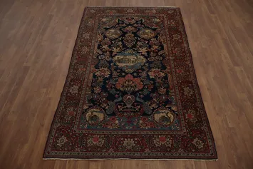 Antique Vegetable Dye Kashan Dabir Persian Rug 4x7