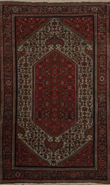 Pre-1900 Antique Vegetable Dye Sarouk Farahan Persian Rug 4x6
