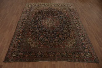 Pre-1900 Antique Vegetable Dye Kashan Dabir Persian Area Rug 9x11