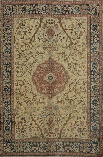 Pre-1900 Antique Vegetable Dye Tabriz Area Rug 9x12