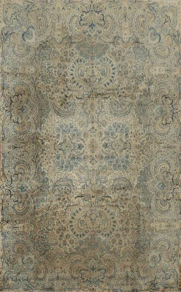 Antique Kerman Persian Area Rug 9x12 with Floral Motifs for Elegance