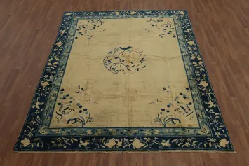 Antique Vegetable Dye Art Deco Chinese Area Rug 7x9