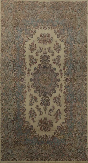 Antique Vegetable Dye Kerman Persian Large Rug 12x20