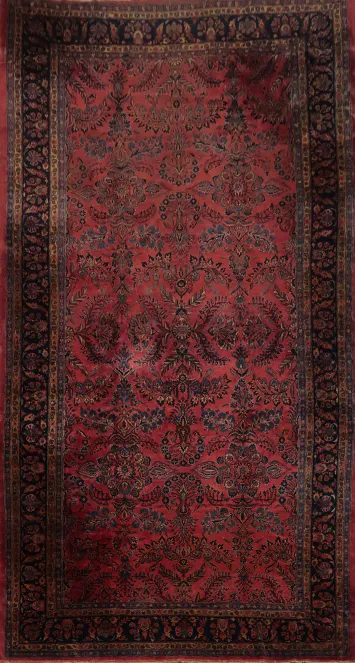 Pre-1900 Antique Sarouk Persian Vegetable Dye Rug 11x18