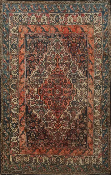 Pre-1900 Antique Bibikabad Persian Vegetable Dye Rug 4x6