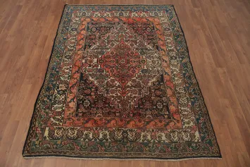 Pre-1900 Antique Bibikabad Persian Vegetable Dye Rug 4x6