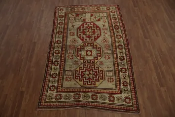 Antique Kazak Vegetable Dye Area Rug 5x8