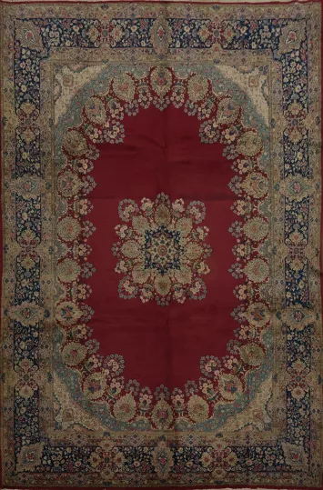 Vegetable Dye Kerman Persian Large Area Rug 9x12