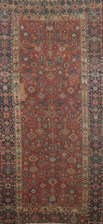 Pre-1900 Antique Malayer Persian Vegetable Dye Rug 6x14