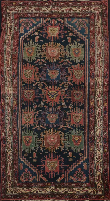 Pre-1900 Antique Malayer Vegetable Dye Persian Runner Rug 3x7