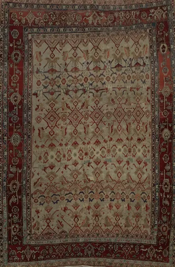 Pre-1900 Vegetable Dye Sultanabad Ziegler Persian Area Rug 9x11