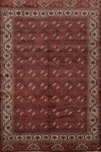 Elegant Bokhara Vegetable Dye Area Rug 7x10 with Intricate Border Details