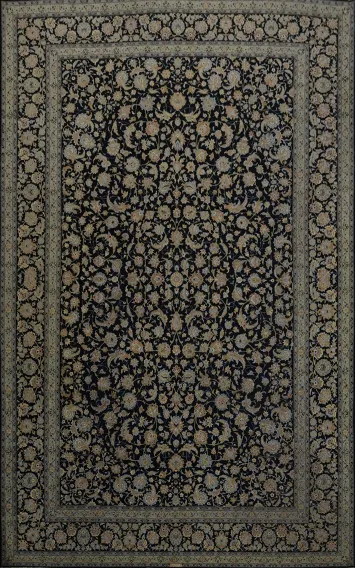 Classic Kashan Persian Large Rug 14x20 with Detailed Floral Design