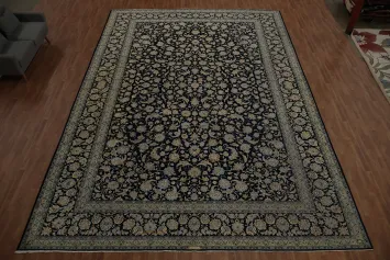 Classic Kashan Persian Large Rug 14x20 with Detailed Floral Design