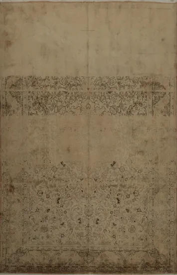 Neutral Floral Tabriz Persian Large Rug 11x15 in Classic Vintage Design