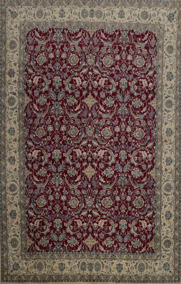 Intricate Nain Persian Large Rug 13x19 in Rich Hues of Red