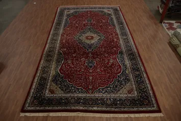 Elegant Sarouk Vegetable Dye Large Rug 12x22 with Classic Border Design