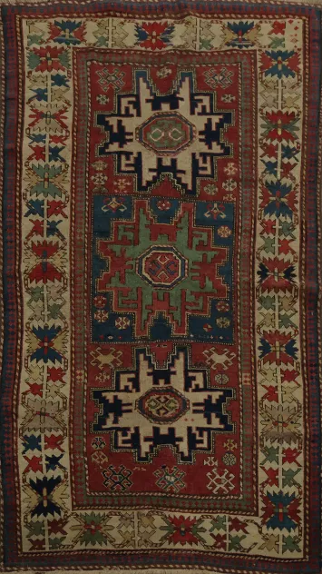 Pre-1900 Antique Kazak Vegetable Dye Persian Rug 3x6