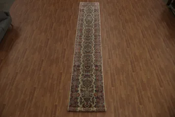 Antique Vegetable Dye Kerman Persian Runner Rug 3x19