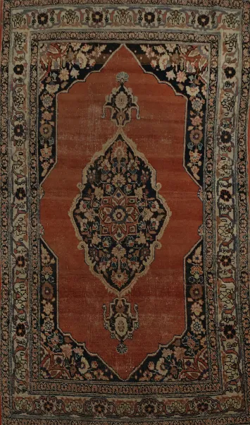 Pre-1900 Antique Tabriz Haj Jalili Vegetable Dye Persian Rug 3x5