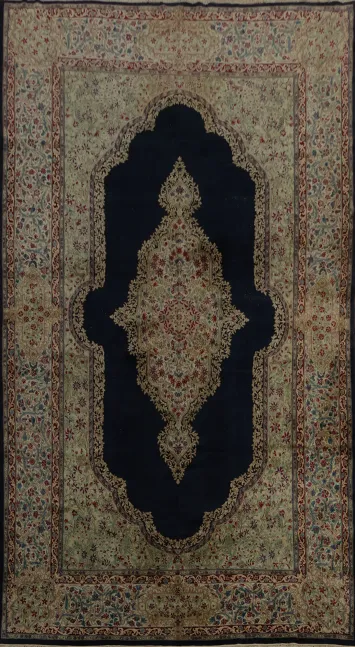 Antique Vegetable Dye Kerman Persian Large Rug 10x17