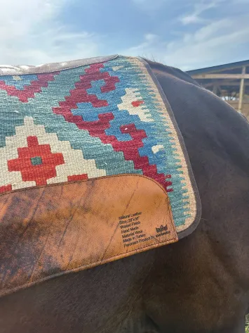 Colorful Geometric Patterned Saddle Pad 28x35 inches with Rustic Charm